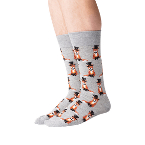 Lifestyle shot showing the Foxy Groom socks on a person's legs.