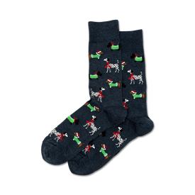 christmas dogs christmas themed mens blue novelty crew socks