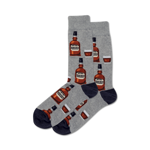 Lifestyle shot showing the grey Bourbon socks on a model's feet.