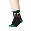 Lifestyle shot of a person wearing the 'Slow Ho Ho' socks, showcasing the fit and design.