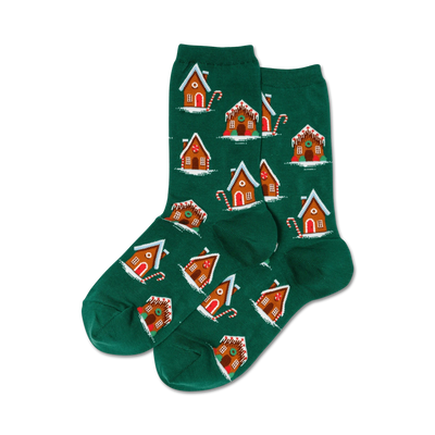 womens gingerbread houses crew socks: christmas cheer for your feet  