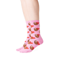 Lifestyle shot: Person wearing pink sloth socks, showcasing the fit and design.