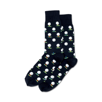 mens crew socks with dark blue golf balls    