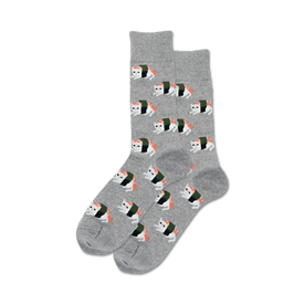 sushi cat sushi themed mens grey novelty crew socks