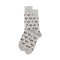 Lifestyle shot of Golfer Carts socks in grey, showcasing the design on feet.