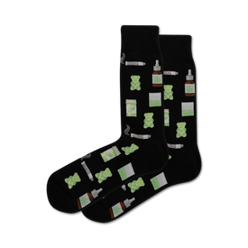 get high cannabis themed mens black novelty crew socks