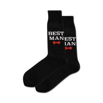 black best man socks with red bow tie graphic for groomsmen or wedding party   