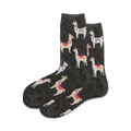 Close-up shot of charcoal gray alpaca socks showcasing the detailed llama illustrations and soft fabric.