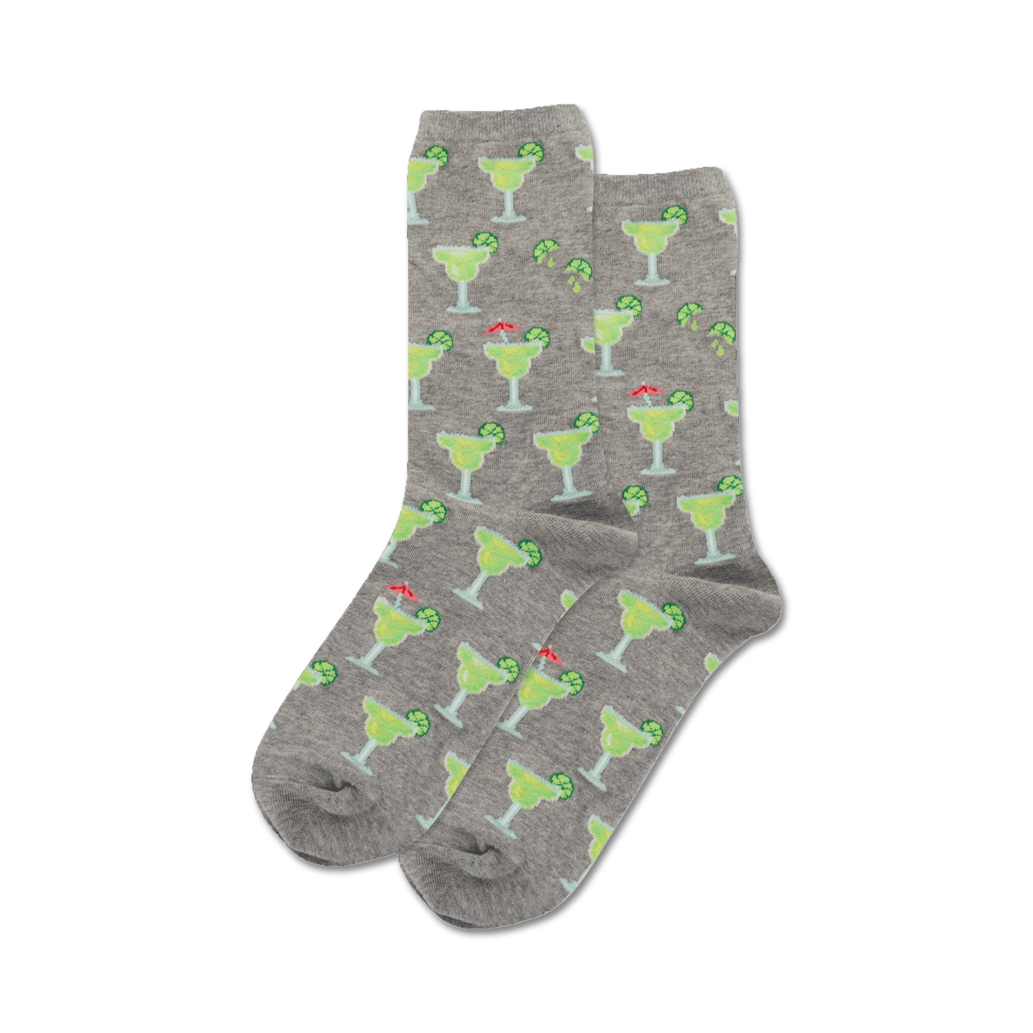 Lifestyle shot: Two pairs of Margarita socks, one black and one grey, are casually displayed.