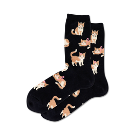 fuzzy cat cat themed womens black novelty crew socks