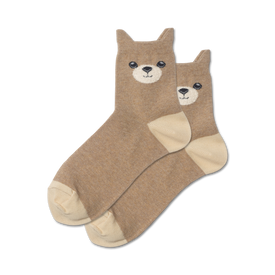 fuzzy teddy bear bear themed womens beige novelty ankle socks