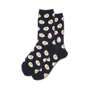 deviled eggs egg themed womens black novelty crew socks
