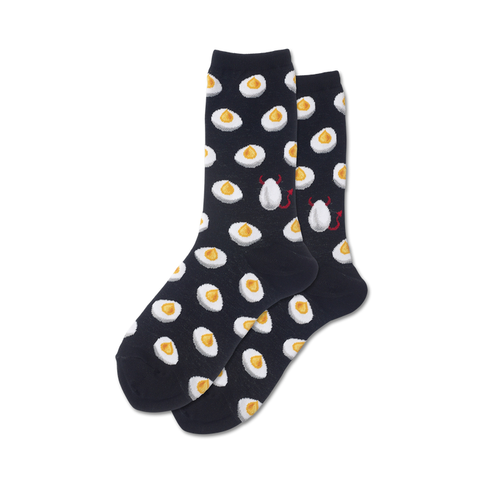 deviled egg pattern crew socks for women add a dash of devilish fun to your feet.   }}