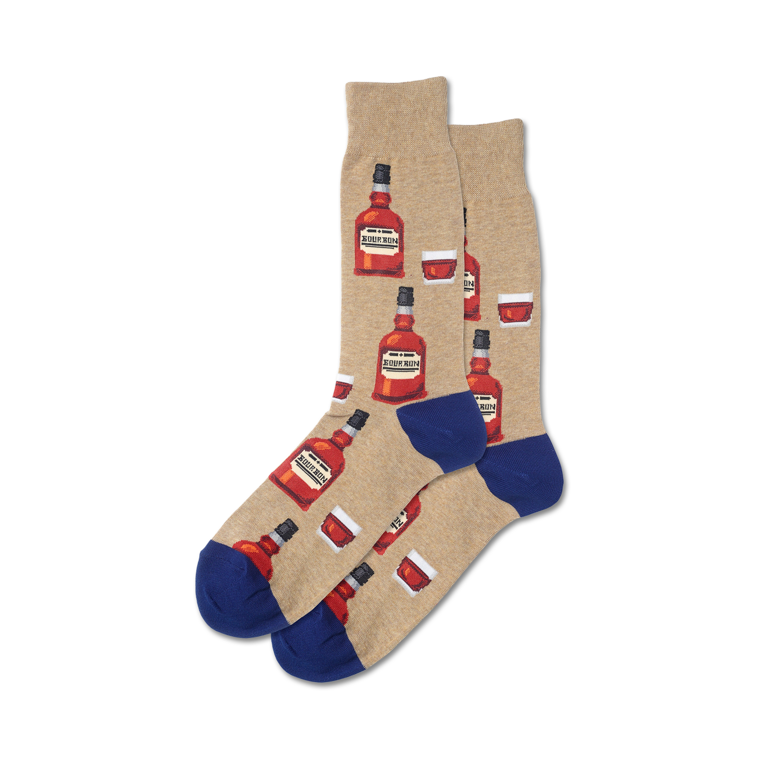 Flat lay showcasing the tan Bourbon socks, highlighting the design details.