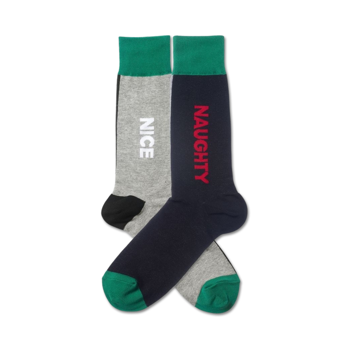 gray and navy crew socks with 