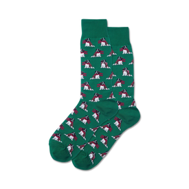 holiday dog christmas themed mens green novelty crew socks