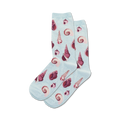 Light blue socks with shell pattern on a white background