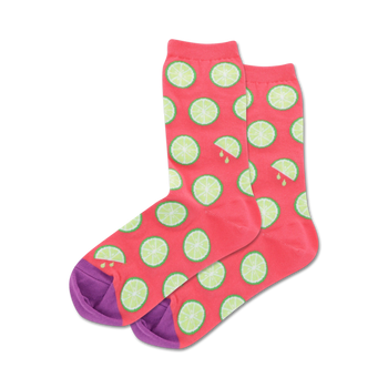citrus citrus themed womens pink novelty crew socks