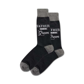 father of the groom wedding themed mens black novelty crew socks