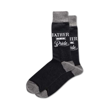 father of the bride black crew socks with gray toes, heels, and ribbed cuffs.  