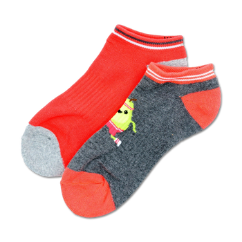 running pear 2 pack pear themed womens grey novelty no show socks