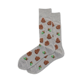 Lifestyle shot: Two pairs of Pine Cone socks, one black and one grey, rest on a surface.