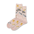 Pair of pink crew socks featuring various dog breeds and the text 'Dog Person'.