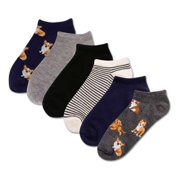 dogs 6 pack dog themed womens multi novelty no show socks