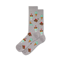 Lifestyle shot showing a person wearing the grey dessert socks. 