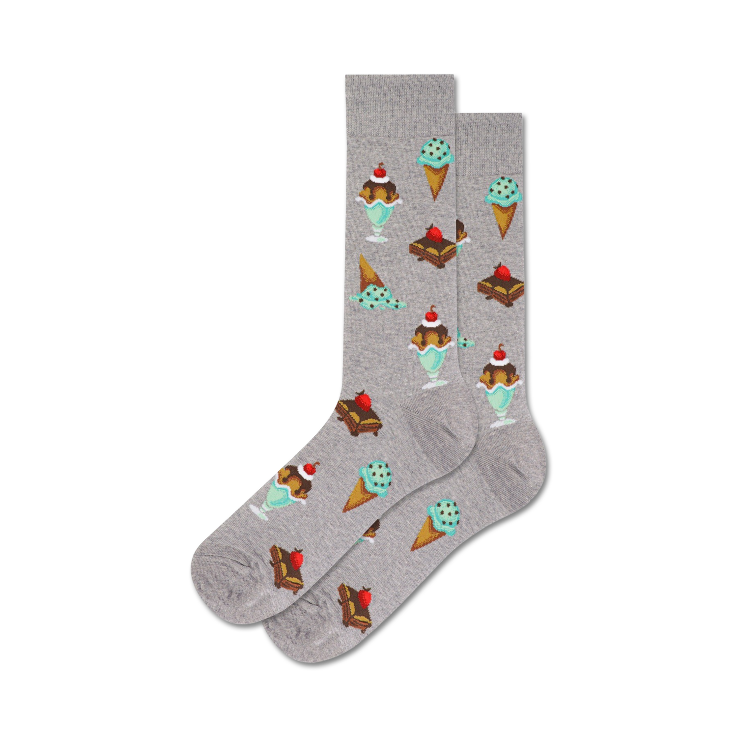 Lifestyle shot showing a person wearing the grey dessert socks. 