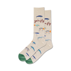 multicolored fish hook novelty socks with 