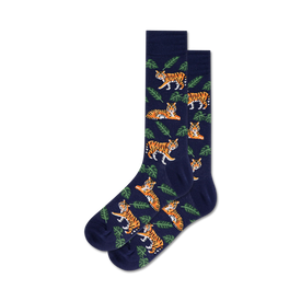 tigers tigers themed mens blue novelty crew socks