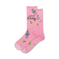 Pair of women's crew socks. Pink and blue options, featuring martini glasses, olives, and a cocktail shaker with the text 'I Like It Dirty'.