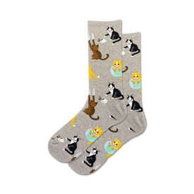 bad cat cat themed womens heather grey novelty crew socks