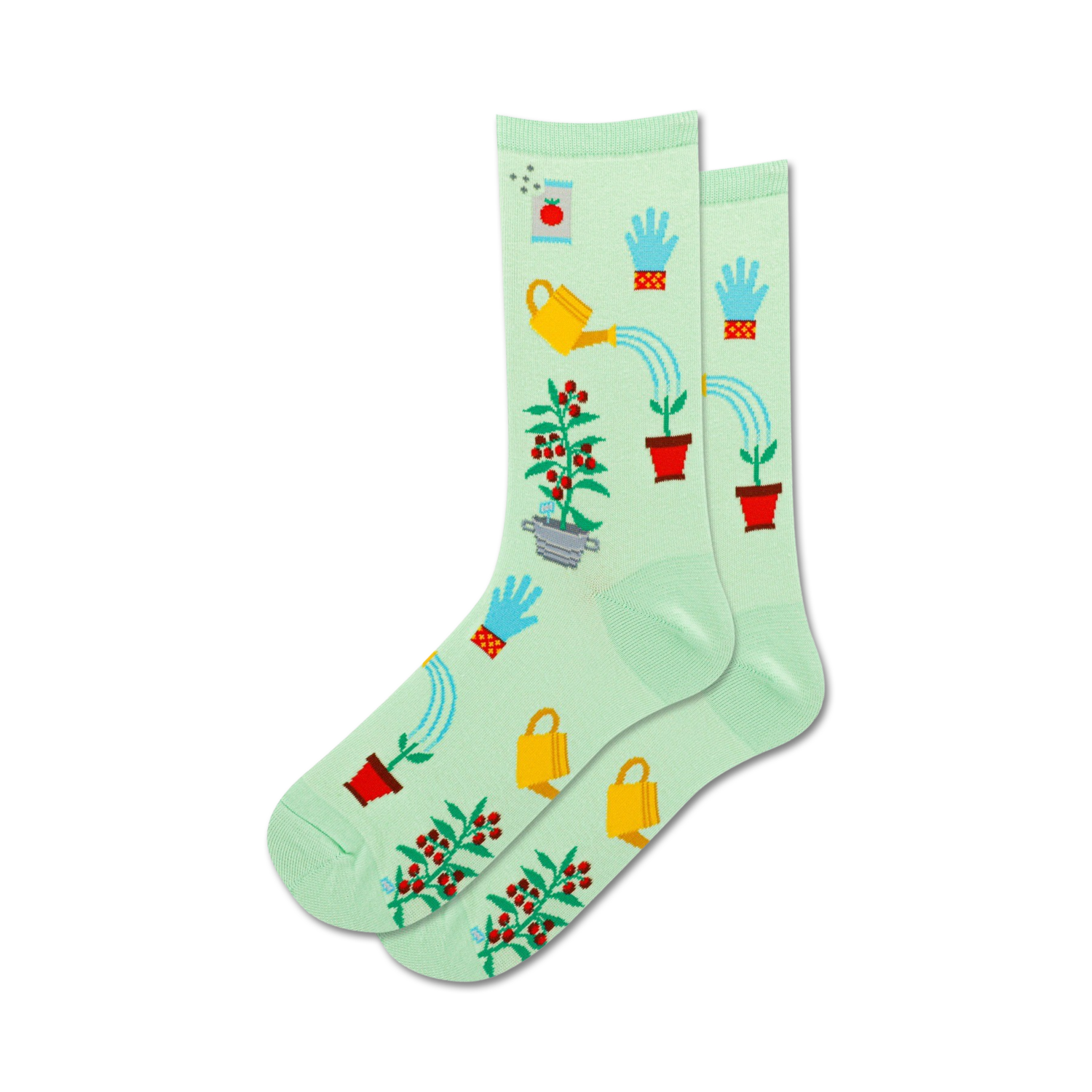 Lifestyle shot: A pair of mint green gardening socks shown on a white background