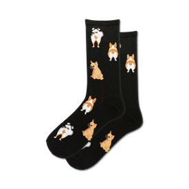 dog tails dog themed womens black novelty crew socks