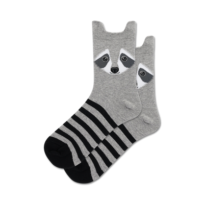 gray raccoon ankle socks for women   