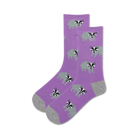 fuzzy badger badger themed womens purple novelty crew socks