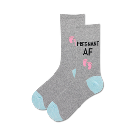 pregnant af maternity themed womens grey novelty crew socks