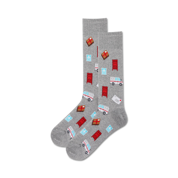 mail carrier mail carrier themed mens grey novelty crew socks