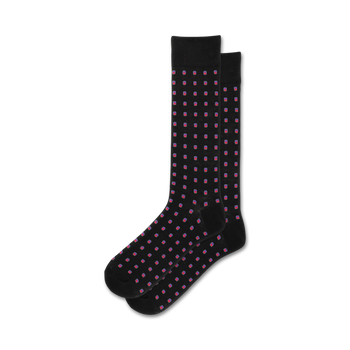 split dot basic themed mens  black novelty crew socks