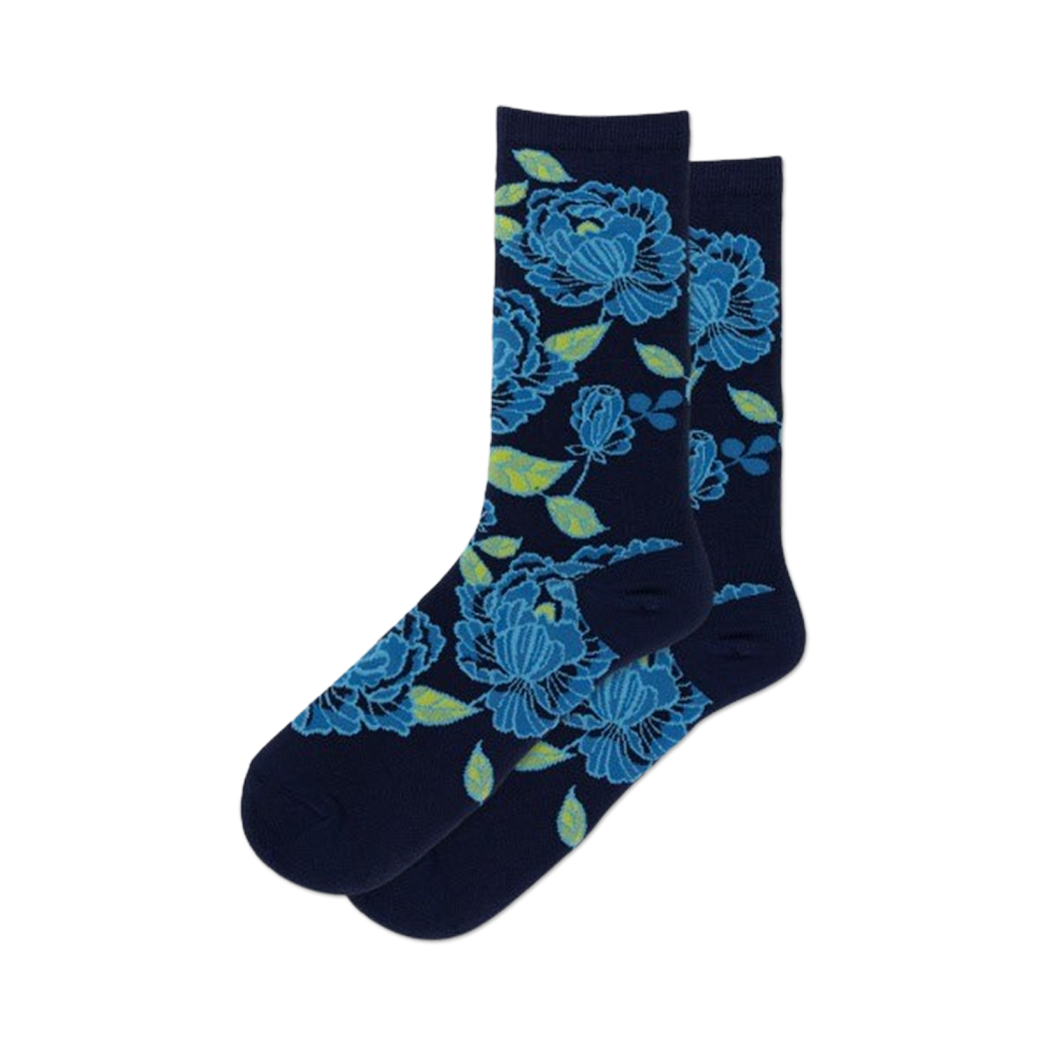 Lifestyle product shot of Tapestry Floral socks on a model's feet.