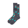 Dark grey crew socks with cartoon dogs in teal scrubs and stethoscopes. Text 'TRUST ME I'M A DOGTOR' on one sock.