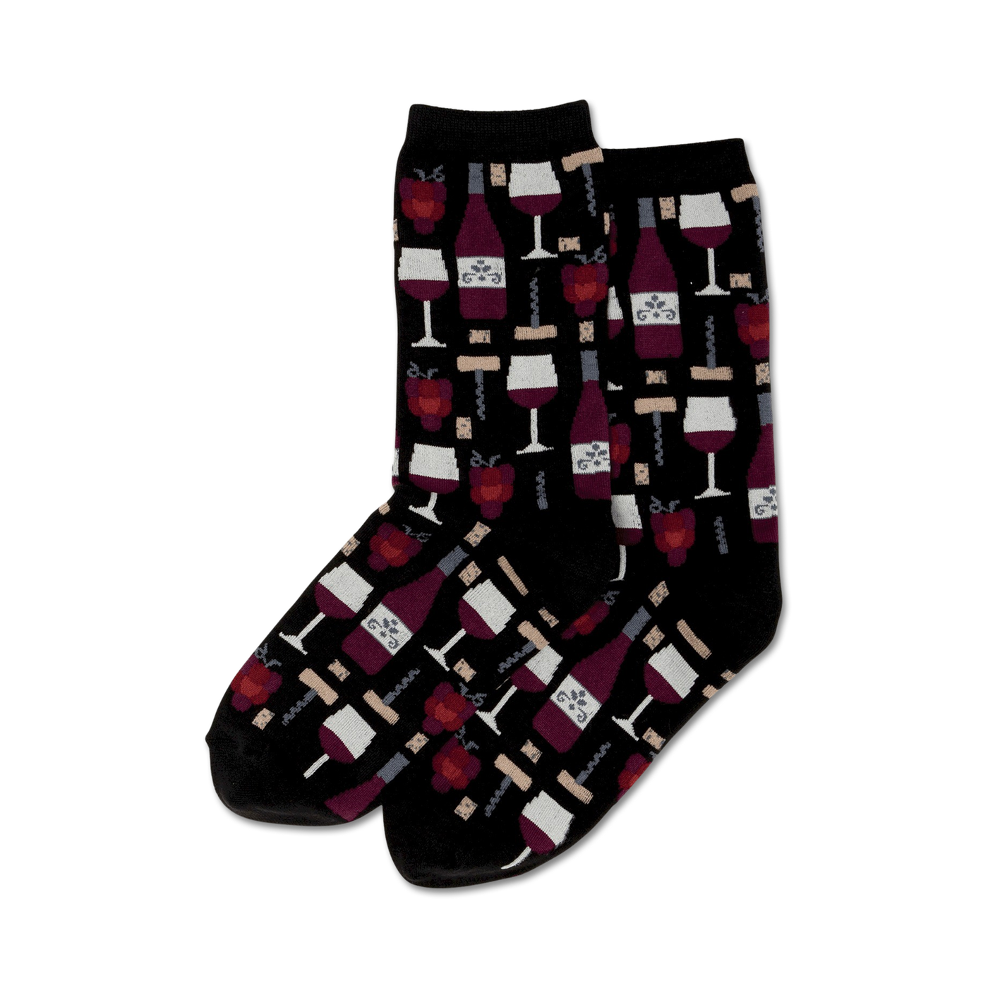 Flat lay showing a pair of purple wine socks.