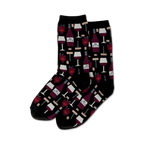 Flat lay showing a pair of purple wine socks.