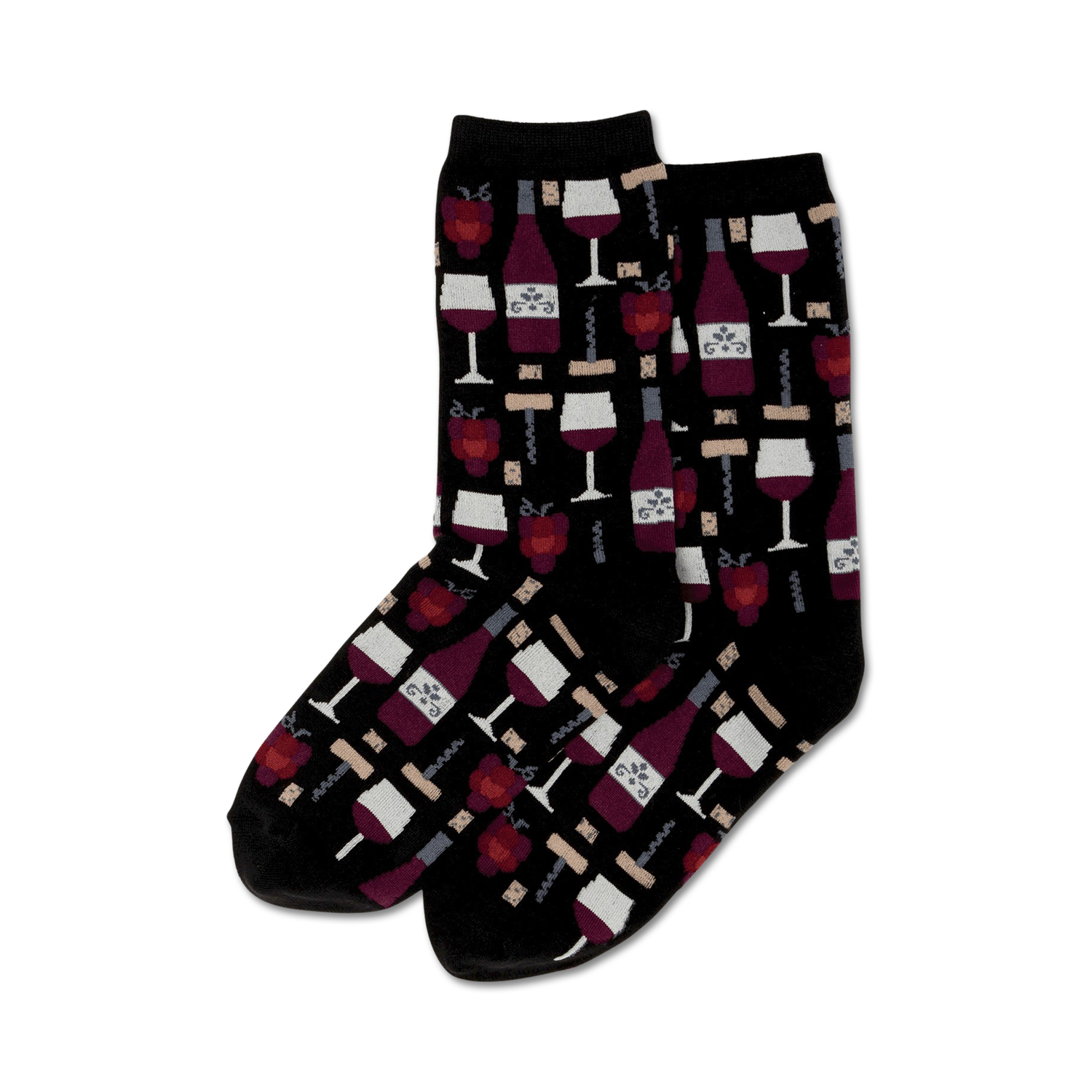 Flat lay showing a pair of purple wine socks.