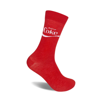 coca-cola red crew socks with white script logo for men and women  