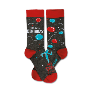 it's my birthday birthdays themed mens & womens unisex grey novelty crew socks