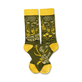some see weeds inspirational themed womens green novelty crew socks
