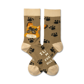 i love my french bulldog dog themed mens & womens unisex brown novelty crew socks